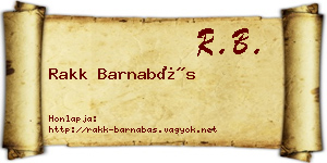 Rakk Barnabás névjegykártya